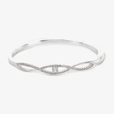 Sparkle Allure Womens Cubic Zirconia Pure Silver Over Brass Round Bangle Bracelet