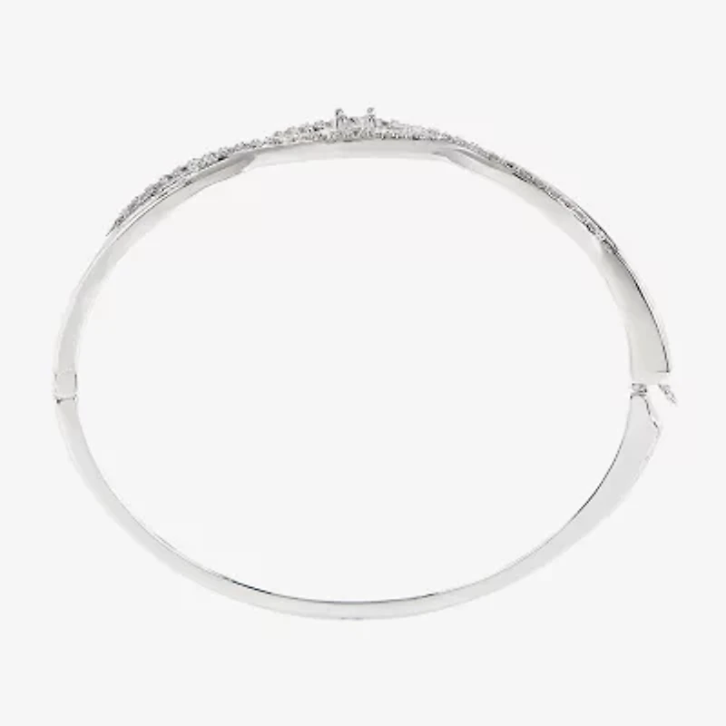 Sparkle Allure Womens Cubic Zirconia Pure Silver Over Brass Round Bangle Bracelet