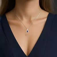 Womens Lab Created Blue Sapphire Sterling Silver Pear 18 Inch Pendant Necklace