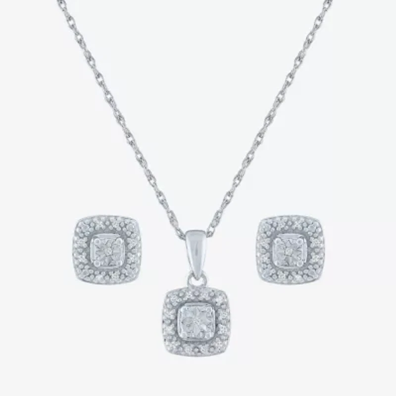 Yes, Please!, (G-H,Si2-I1) Womens 1/10 CT. T.W. Lab Grown White Diamond Sterling Silver 2-pc. Jewelry Set