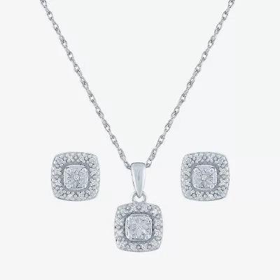 Yes, Please!, (G-H,Si2-I1) Womens 1/10 CT. T.W. Lab Grown White Diamond Sterling Silver 2-pc. Jewelry Set