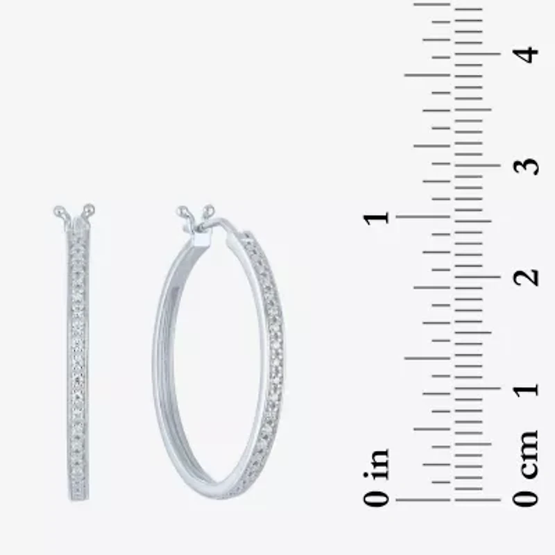 Yes, Please! (G-H, Si2-I1) Womens 1/10 CT. T.W. Lab Grown White Diamond Sterling Silver 25mm Hoop Earrings