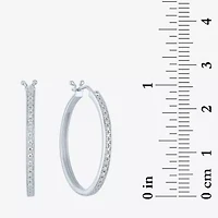 Yes, Please! (G-H, Si2-I1) Womens 1/10 CT. T.W. Lab Grown White Diamond Sterling Silver 25mm Hoop Earrings