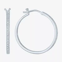 Yes, Please! (G-H, Si2-I1) Womens 1/10 CT. T.W. Lab Grown White Diamond Sterling Silver 25mm Hoop Earrings
