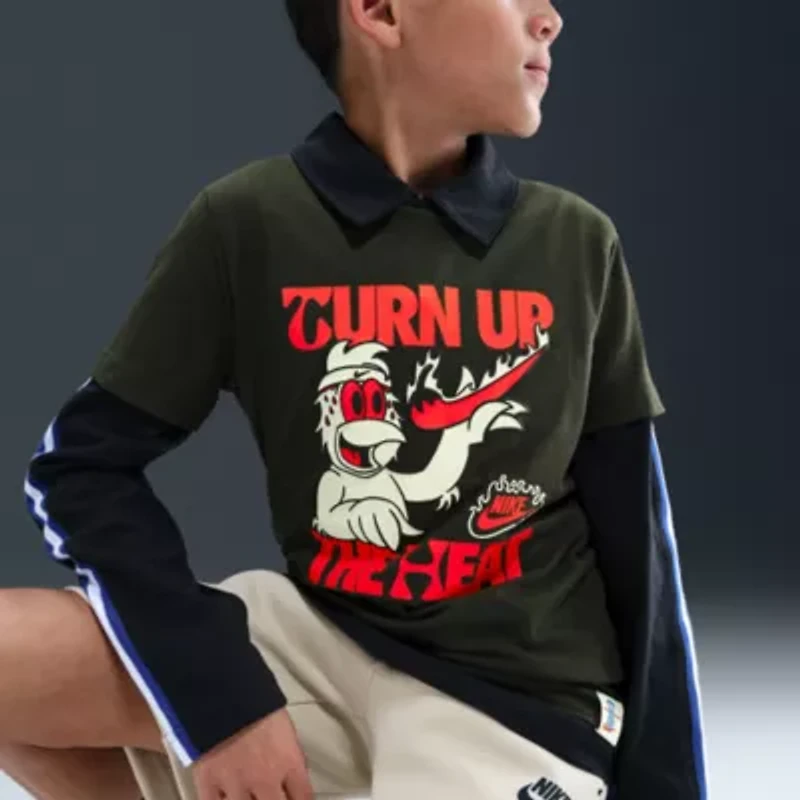 Nike Club Big Kid Unisex Crew Neck Short Sleeve Regular Fit Graphic T-Shirt