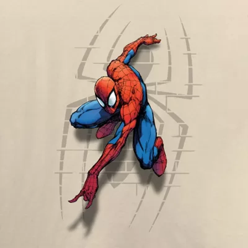 Mens Crew Neck Short Sleeve Spiderman Graphic T-Shirt
