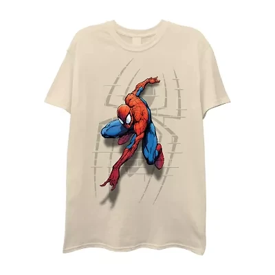 Mens Crew Neck Short Sleeve Spiderman Graphic T-Shirt