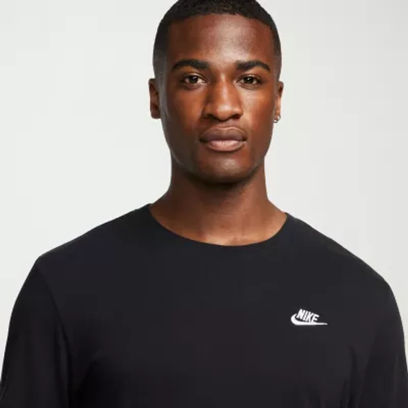 Nike Sportswear Club Mens Crew Neck Long Sleeve Quick Dry Active T-Shirt