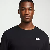 Nike Sportswear Club Mens Crew Neck Long Sleeve Quick Dry Active T-Shirt