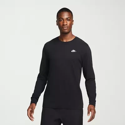 Nike Sportswear Club Mens Crew Neck Long Sleeve Quick Dry Active T-Shirt