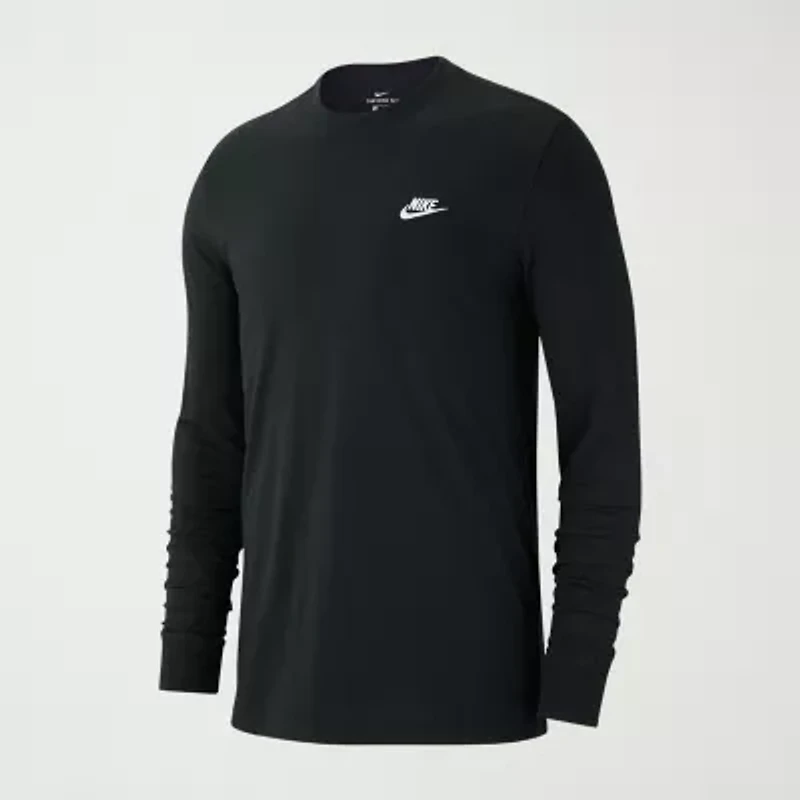 Nike Sportswear Club Mens Crew Neck Long Sleeve Quick Dry Active T-Shirt