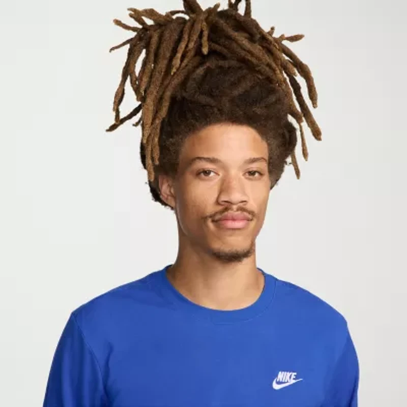 Nike Sportswear Club Mens Crew Neck Long Sleeve Quick Dry Active T-Shirt