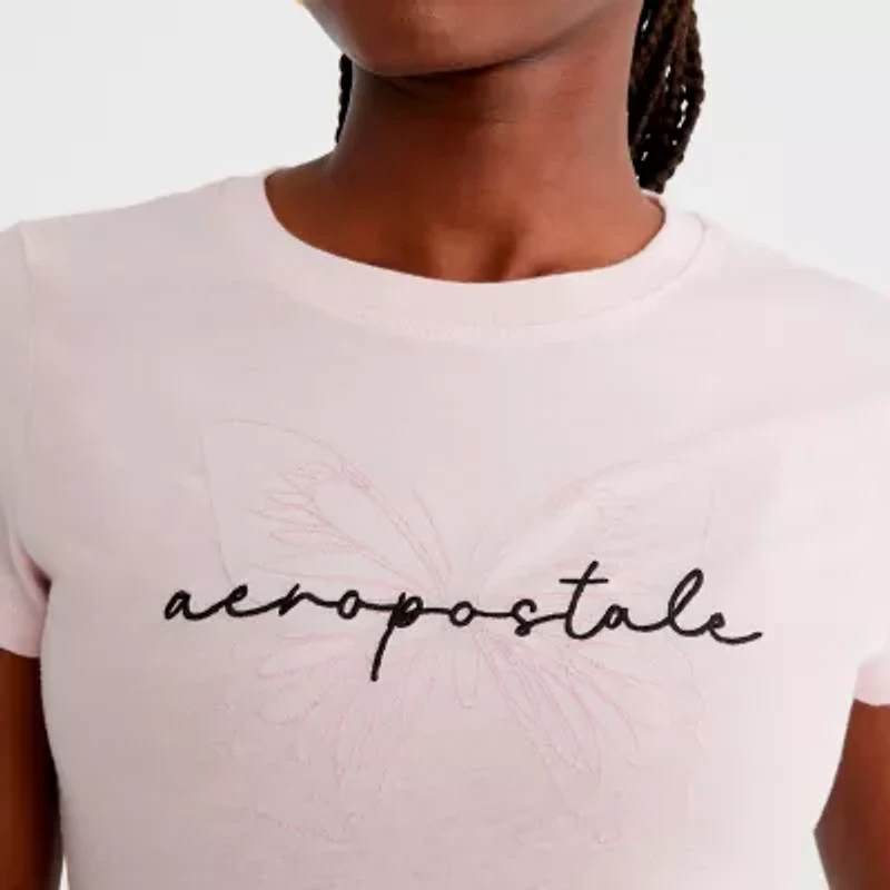 AEROPOSTALE Womens Round Neck Short Sleeve Regular Fit Juniors Graphic T-Shirt