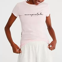 AEROPOSTALE Womens Round Neck Short Sleeve Regular Fit Juniors Graphic T-Shirt