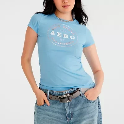 AEROPOSTALE Womens Round Neck Short Sleeve Regular Fit Juniors Graphic T-Shirt