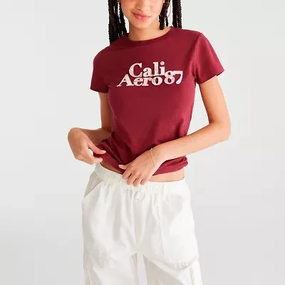 AEROPOSTALE Womens Juniors Round Neck Short Sleeve Regular Fit Graphic T-Shirt