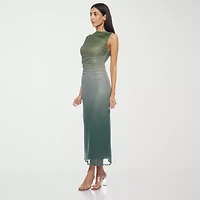 Premier Amour Womens Ombre Sleeveless Midi Sheath Dress