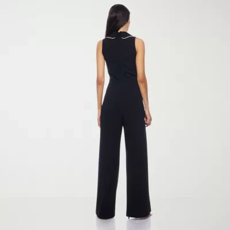 Premier Amour Womens V Neck Sleeveless Jumpsuit
