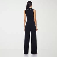 Premier Amour Womens V Neck Sleeveless Jumpsuit