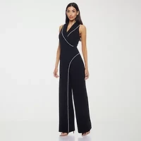 Premier Amour Womens V Neck Sleeveless Jumpsuit
