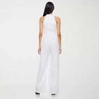 Premier Amour Womens Halter Neck Sleeveless Belted Jumpsuit