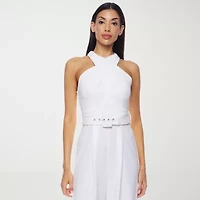 Premier Amour Womens Halter Neck Sleeveless Belted Jumpsuit