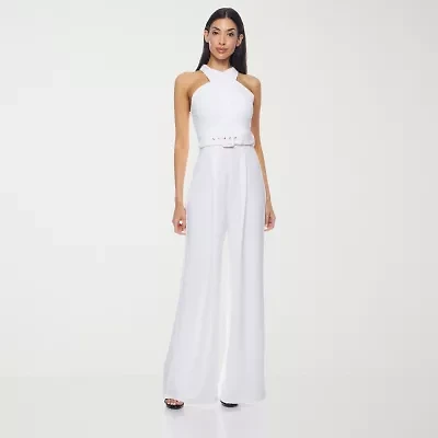 Premier Amour Womens Halter Neck Sleeveless Belted Jumpsuit