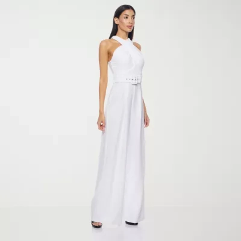 Premier Amour Womens Halter Neck Sleeveless Belted Jumpsuit
