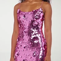 B. Smart Flower Applique Womens Juniors Sleeveless Sequin Bodycon Dress