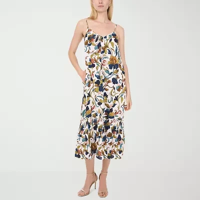 MSK Womens Sleeveless Floral Midi Shift Dress