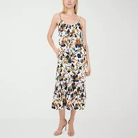 MSK Womens Sleeveless Midi Floral Shift Dress