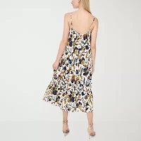 MSK Womens Sleeveless Midi Floral Shift Dress