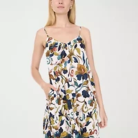MSK Womens Sleeveless Midi Floral Shift Dress