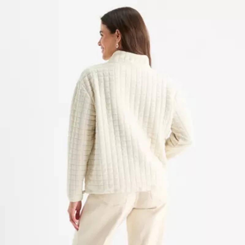 St. John's Bay Womens Mock Neck Long Sleeve Tall Quarter-Zip Pullover