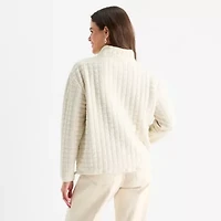 St. John's Bay Womens Mock Neck Long Sleeve Tall Quarter-Zip Pullover