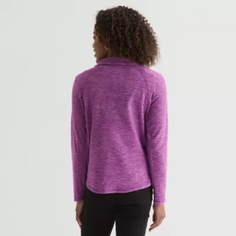 St. John's Bay Womens Tall 1/4 Zip Mock Neck Long Sleeve Polar Fleece Sweatshirt
