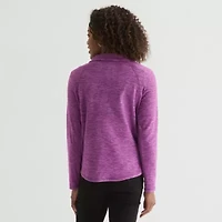 St. John's Bay Womens Tall 1/4 Zip Mock Neck Long Sleeve Polar Fleece Sweatshirt
