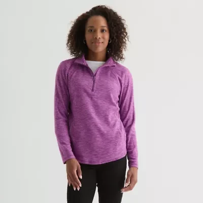 St. John's Bay Womens Tall 1/4 Zip Mock Neck Long Sleeve Polar Fleece Sweatshirt