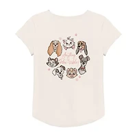 Disney Cats & Dogs Little Big Kid Girls Crew Neck Short Sleeve Regular Fit Graphic T-Shirt