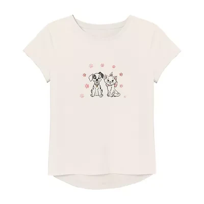 Disney Cats & Dogs Little Big Kid Girls Crew Neck Short Sleeve Regular Fit Graphic T-Shirt