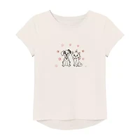 Disney Cats & Dogs Little Big Kid Girls Crew Neck Short Sleeve Regular Fit Graphic T-Shirt