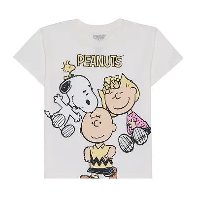 Little & Big Kid Girls Round Neck Short Sleeve Oversized Peanuts Graphic T-Shirt