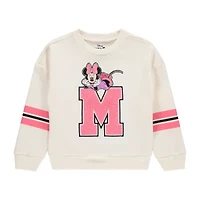 Disney Collection Little & Big Kid Girls Crew Neck Embroidered Long Sleeve Minnie Mouse Sweatshirt