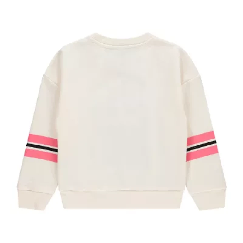 Disney Collection Little & Big Kid Girls Crew Neck Embroidered Long Sleeve Minnie Mouse Sweatshirt