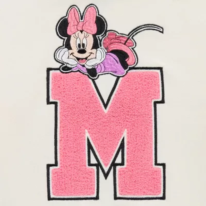 Disney Collection Little & Big Kid Girls Crew Neck Embroidered Long Sleeve Minnie Mouse Sweatshirt