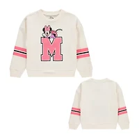 Disney Collection Little & Big Kid Girls Crew Neck Embroidered Long Sleeve Minnie Mouse Sweatshirt