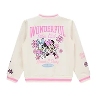 Disney Collection Little & Big Kid Girls Fleece Minnie Mouse Midweight Varsity Jacket