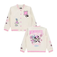 Disney Collection Little & Big Kid Girls Fleece Minnie Mouse Midweight Varsity Jacket