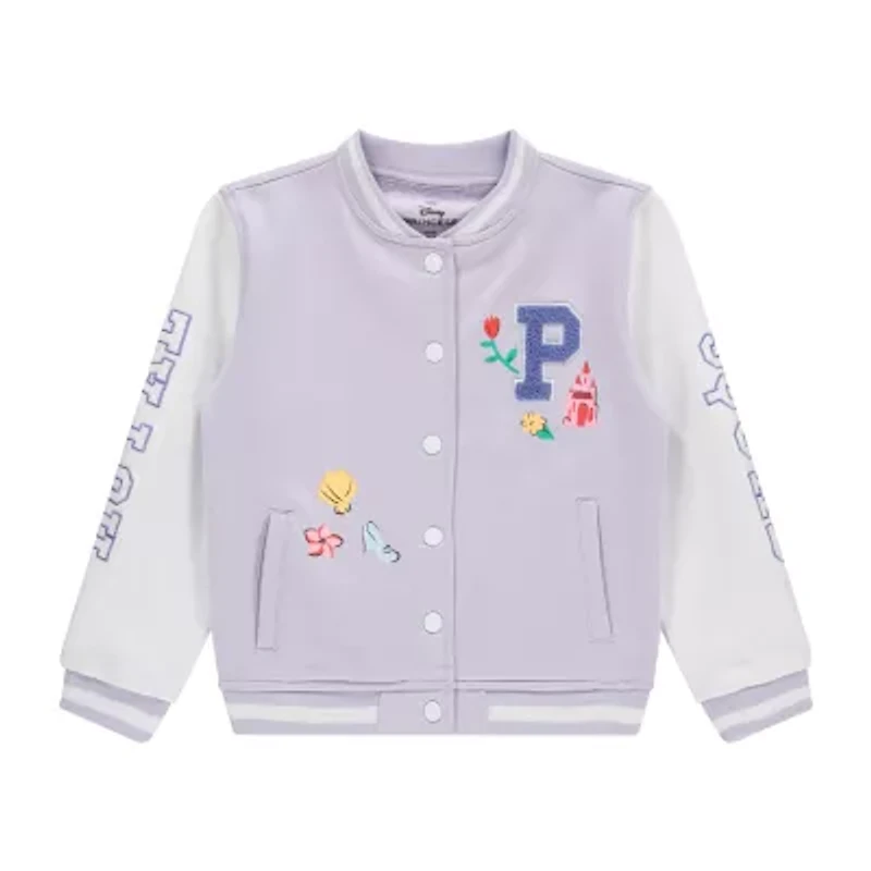 Disney Collection Little & Big Kid Girls Princess Fleece Midweight Varsity Jacket