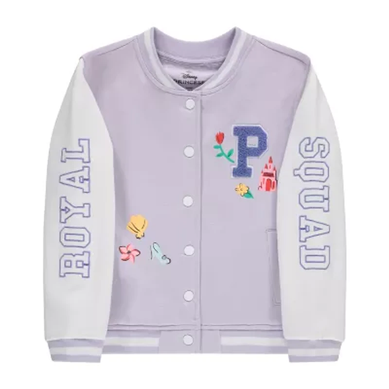 Disney Collection Little & Big Kid Girls Princess Fleece Midweight Varsity Jacket